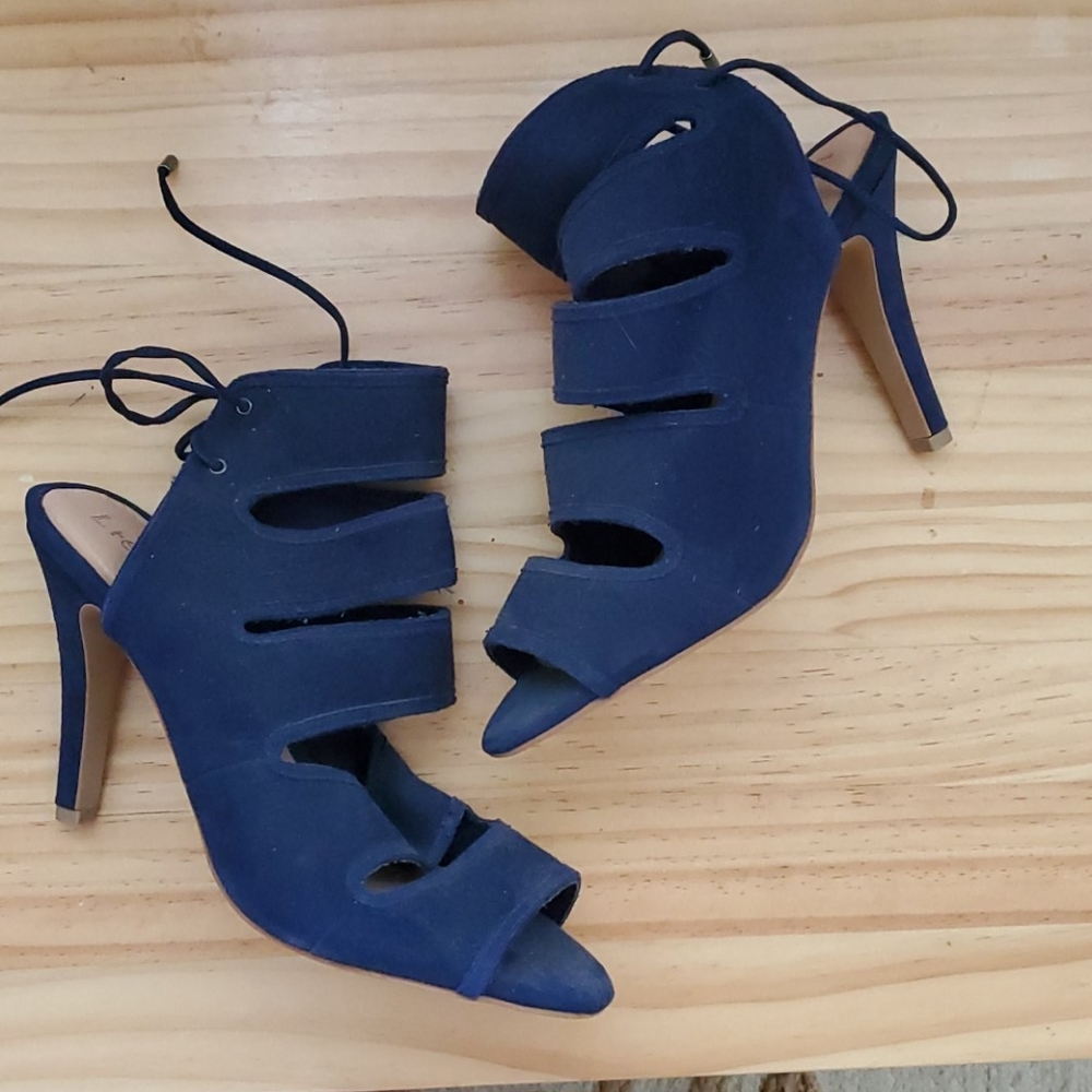 Anthropologie navy suede heels NWT Lien Do